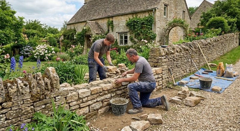 Stone Wall Repair in Dime Box, TX